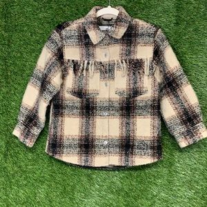 Zara girls fringe stud oversized overshirt/ jacket